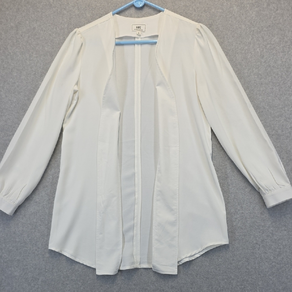 HAVE Los Angeles White V-Neck Blouse Women’s Small Long Sleeve Minimalist - Picture 4 of 10
